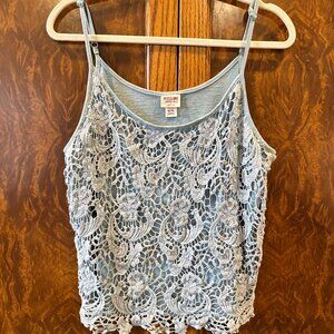 Mossimo Light Blue Crochet Lace Tank Top – Size XL